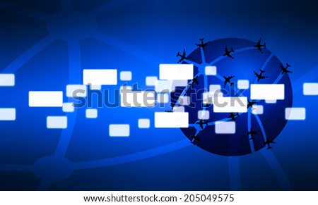 Concept of global business and square button glow abstract background