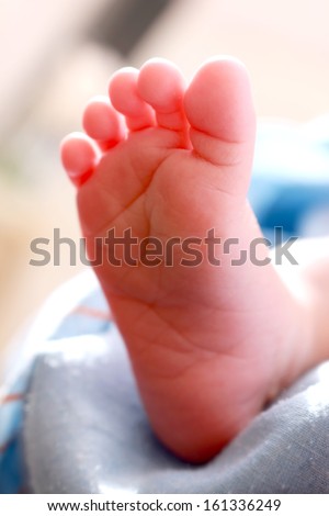 just born baby feet in natural light