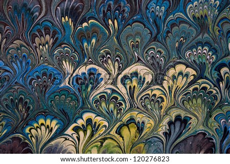 Vintage floral marbled pattern background such as would have been used in the front pages of a luxury bound book