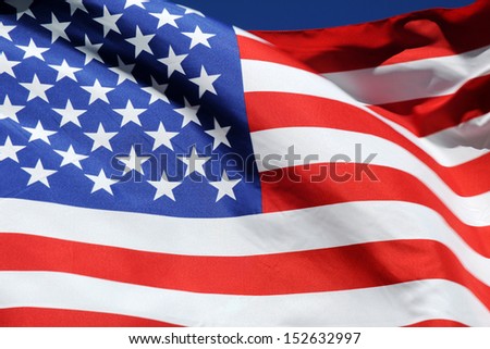 Close-up of the waving flag of the United States of America, symbol of freedom