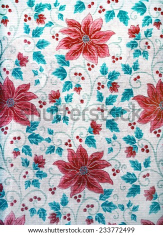 Seamless Pattern of Attractive Red Flower Plants with Blue Green Leaves on Off- White for Background Designs.