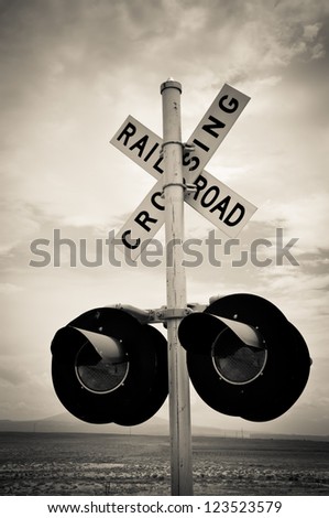 Railroad crossing sign ghost town united states