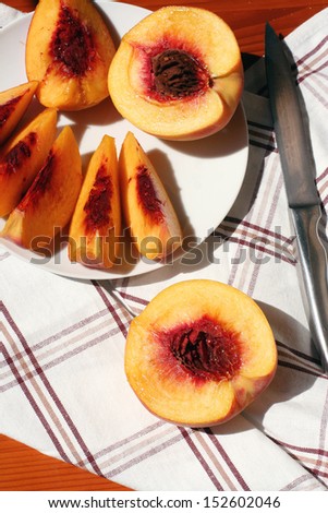 Sliced fresh peaches