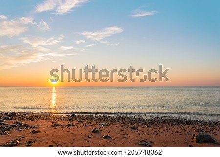 Ocean shore at sunrise (Cape Breton, Nova Scotia, Canada)