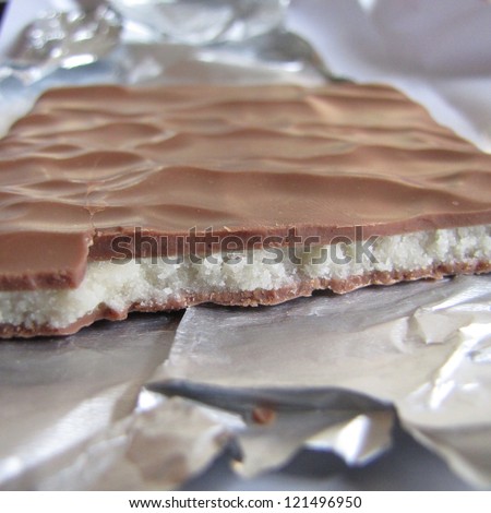 Stuffed chocolate bar in the foil package
