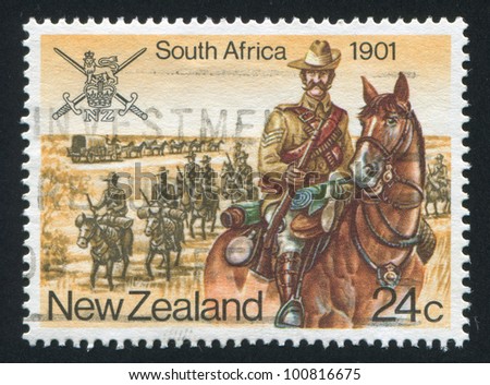 NEW ZEALAND - CIRCA 1984: stamp printed by New Zealand, shows south Africa war, circa 1984