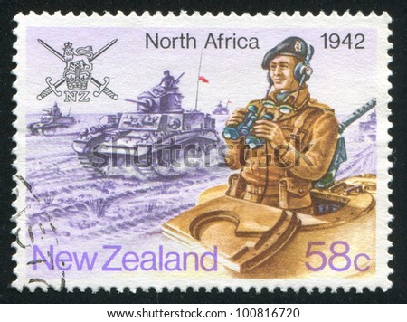NEW ZEALAND - CIRCA 1984: stamp printed by New Zealand, shows North Africa war, circa 1984