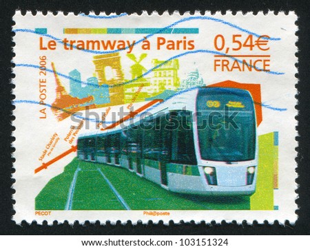 FRANCE - CIRCA 2006: stamp printed by France, shows Opening of new Paris tramway, circa 2006