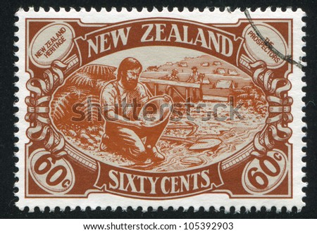 NEW ZEALAND - CIRCA 1989: stamp printed by New Zealand, shows New Zealand Heritage, Prospectors, circa 1989