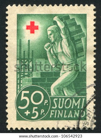 FINLAND - CIRCA 1941: stamp printed by Finland, shows Construction Worker, circa 1941