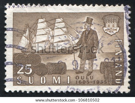 FINLAND CIRCA 1955 stamp printed by Finland shows Sailing Ship and Merchant circa 1955 FINLAND CIRCA 1955 stamp printed by Finland shows Sailing Ship and Merchant circa 1955