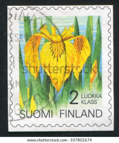 FINLAND - CIRCA 1993: stamp printed by Finland, shows Yellow Iris, circa 1993