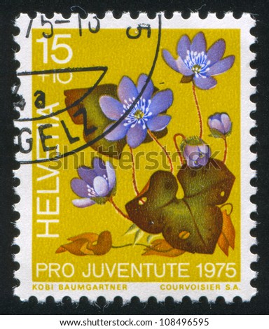 SWITZERLAND - CIRCA 1975: stamp printed by Switzerland, shows Hepatica, Plants, circa 1975
