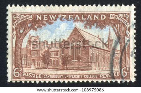 NEW ZEALAND - CIRCA 1950: stamp printed by New Zealand, shows Canterbury University College, circa 1950