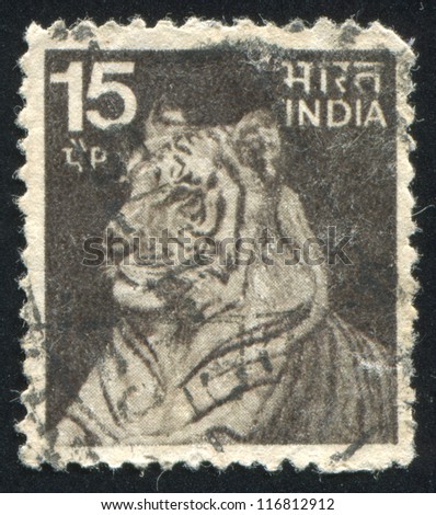 INDIA - CIRCA 1965: stamp printed by India, shows tiger, circa 1965