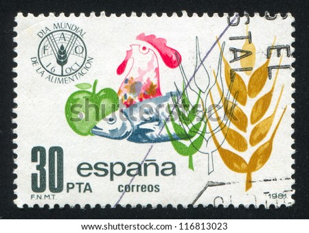 SPAIN - CIRCA 1981: stamp printed by Spain, shows Food, circa 1981