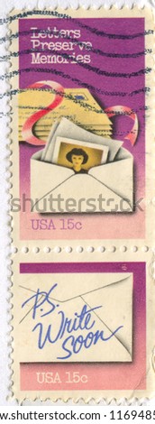 UNITED STATES - CIRCA 1980: stamp printed by United States, shows Letter Writing, Letters Preserve Memories, circa 1980