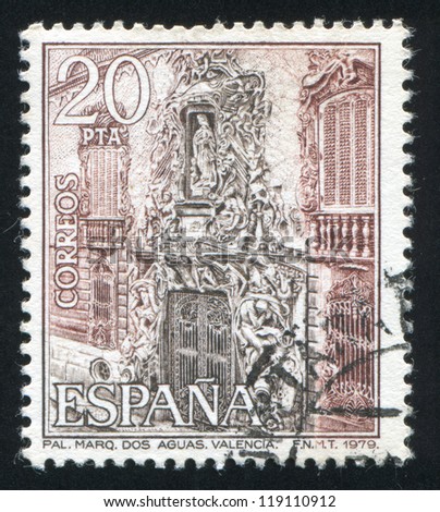 SPAIN - CIRCA 1979: stamp printed by Spain, shows Castle in Dos Aguas, circa 1979