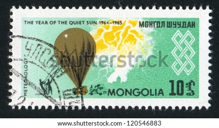 MONGOLIA - CIRCA 1965: stamp printed by Mongolia, shows Weather Balloon, circa 1965