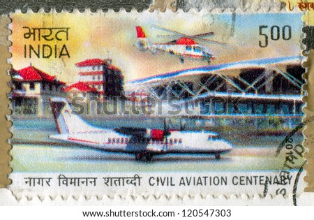 INDIA - CIRCA 2012: stamp printed by India, shows Civil aviation centenary, circa 2012