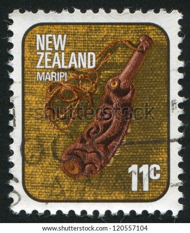 NEW ZEALAND - CIRCA 1976: stamp printed by New Zealand, shows Maripi, carved wooden knife, circa 1976