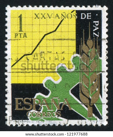 SPAIN - CIRCA 1964: stamp printed by Spain, shows Economic development, circa 1964