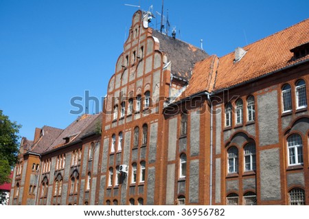 High resolution image. Building in ancient style. Ancient city house.