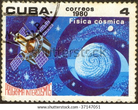 CUBA-CIRCA 1980: The Intercosmos was a space exploration program run by the Soviet Union to allow members from military forces of allied Warsaw Pact countries, circa 1980.