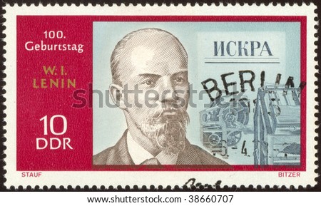 GERMANY-CIRCA 1970: Vladimir Ilyich Lenin was a Russian revolutionary, Bolshevik leader, communist politician,  circa 1970.