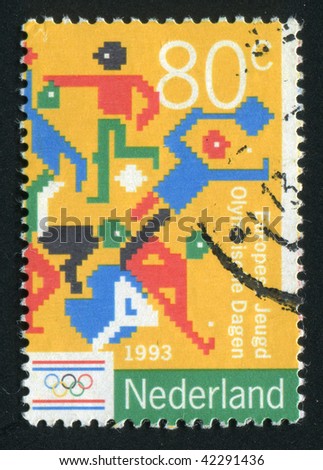 NETHERLANDS - CIRCA 1993: European Youth Olympic Days. Symbols of Olympic sports, circa 1993.