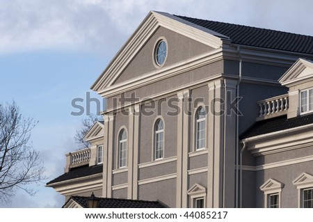 The ancient house in classical style. The big beautiful house.