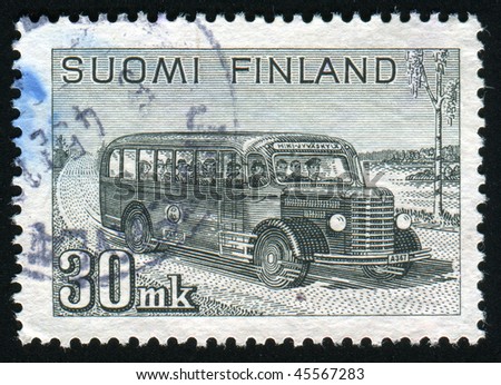 FINLAND - CIRCA 1946:  retro post bus, circa 1946.