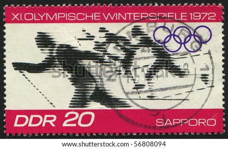 GERMANY- CIRCA 1972: stamp printed by Germany, shows cross-country,  circa 1972.