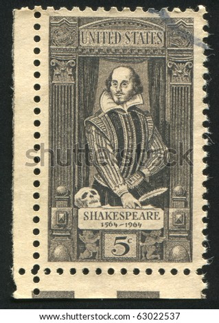 UNITED STATES - CIRCA 1964: stamp printed by United states, shows William Shakespeare, circa 1964