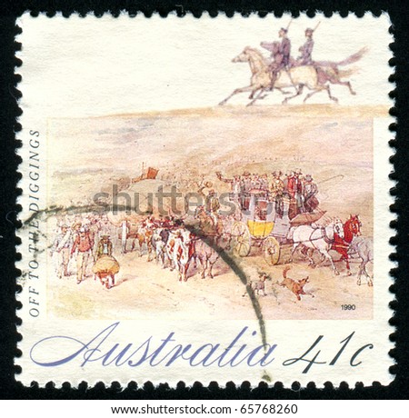 AUSTRALIA - CIRCA 1990: stamp printed by Australia, shows The Gold Rush, circa 1990