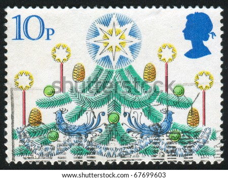 GREAT BRITAIN - CIRCA 1980: stamp printed by Great Britain, shows Christmas Tree with Candles, circa 1980