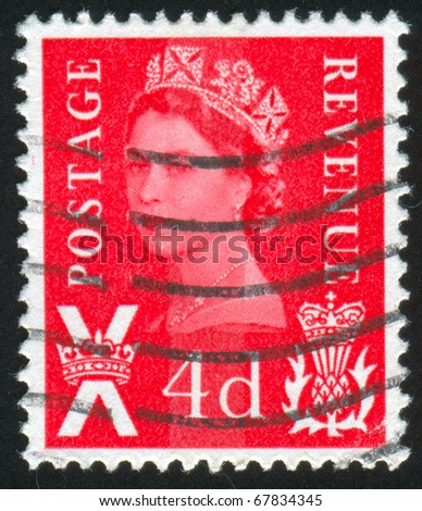 GREAT BRITAIN - CIRCA 1967: stamp printed by Great Britain, shows queen Elizabeth II, circa 1967