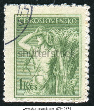 CZECHOSLOVAKIA - CIRCA 1954: stamp printed by Czechoslovakia, shows Farm woman, circa 1954