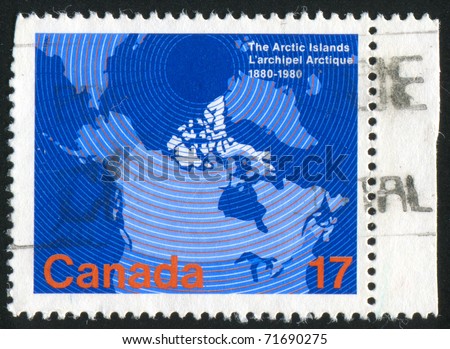 CANADA - CIRCA 1980: stamp printed by Canada, shows Map of Canada Showing Arctic Islands, circa 1980