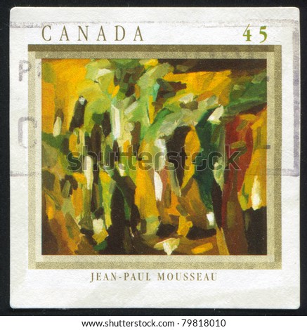 CANADA - CIRCA 1998: stamp printed by Canada, shows \'Jet fuligineux sur noir torture\' Jean-Paul Mousseau, circa 1998
