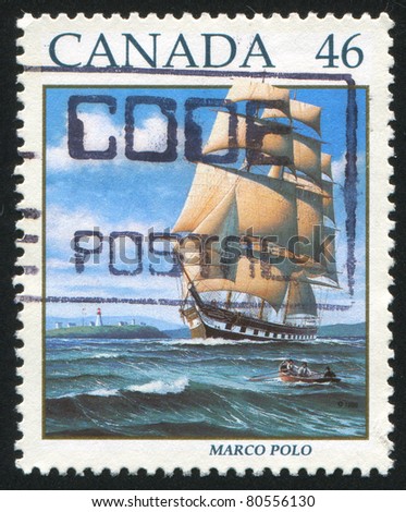 CANADA - CIRCA 1999: stamp printed by Canada, shows Sailing Ship Marco Polo, circa 1999