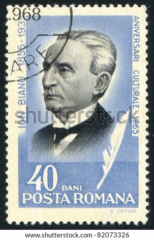 ROMANIA - CIRCA 1965: stamp printed by Romania, show Ion Bianu, philologist and historian, circa 1965.