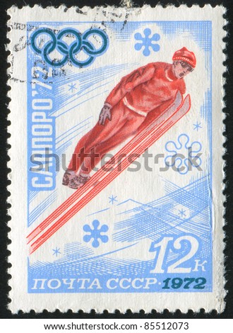 RUSSIA - CIRCA 1972: stamp printed by Russia, shows 11th Winter Olympic Games, Ski jump, circa 1972