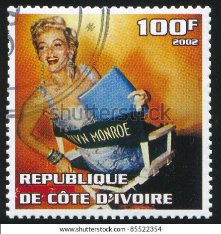 IVORY COAST - CIRCA 2002: stamp printed by Ivory Coast, shows Marilyn Monroe, circa 2002.