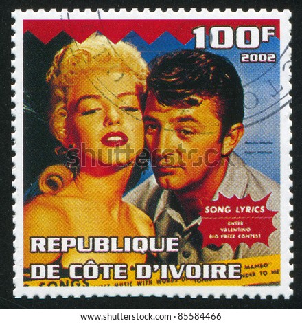 IVORY COAST - CIRCA 2002: stamp printed by Ivory Coast, shows Marilyn Monroe, circa 2002.