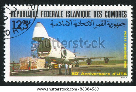 COMORO ISLANDS - CIRCA 1985: stamp printed by Comoro islands, shows plane, circa 1985