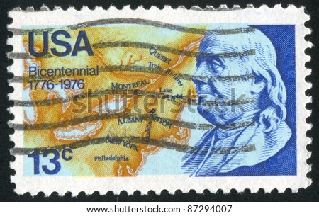 UNITED STATES - CIRCA 1976: stamp printed by United states, shows Benjamin Franklin, circa 1976