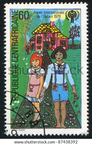 CENTRAL AFRICAN REPUBLIC 1979: stamp printed by Central African Republic, shows Hansel and Gretel, circa 1979