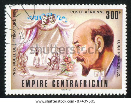 CENTRAL AFRICAN REPUBLIC - CIRCA 1977: stamp printed by Central African Republic, shows Nobel Prize, Luigi Pirandello, circa 1977