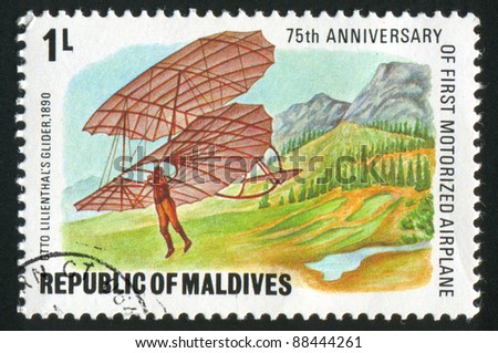 MALDIVE ISLANDS - CIRCA 1978: stamp printed by Maldive Islands, shows aeroplane, circa 1978